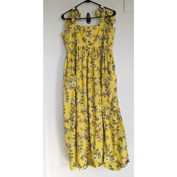 Tory Burch FLORAL PRINT TIE SHOULDER MIDI SUNDRESS IN LYONNAISE FLORAL - Picture 8 of 9